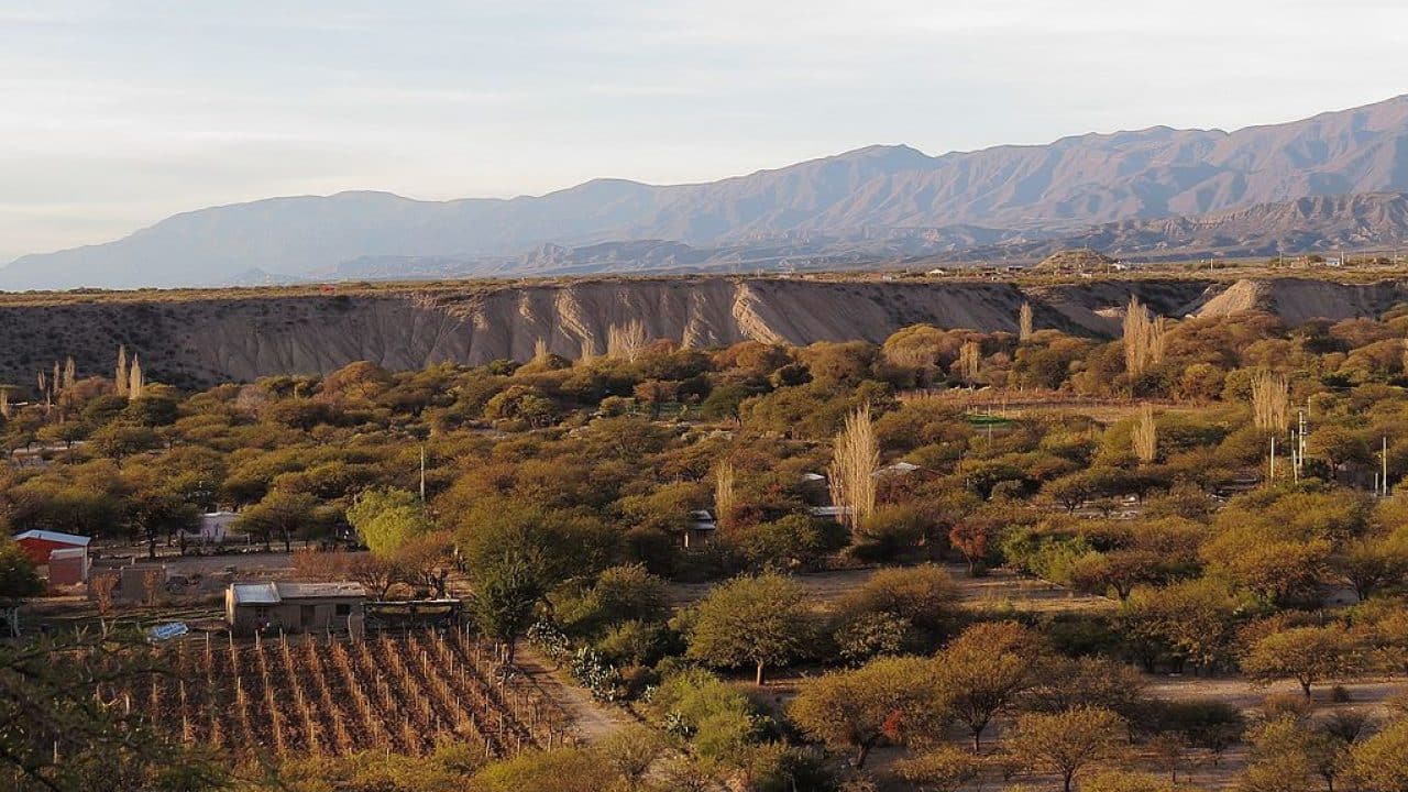 Paisaje de Amaicha del Valle al atardecer