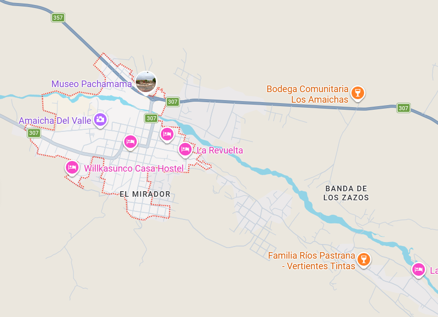 Mapa de Amaicha del Valle y sus alrededores