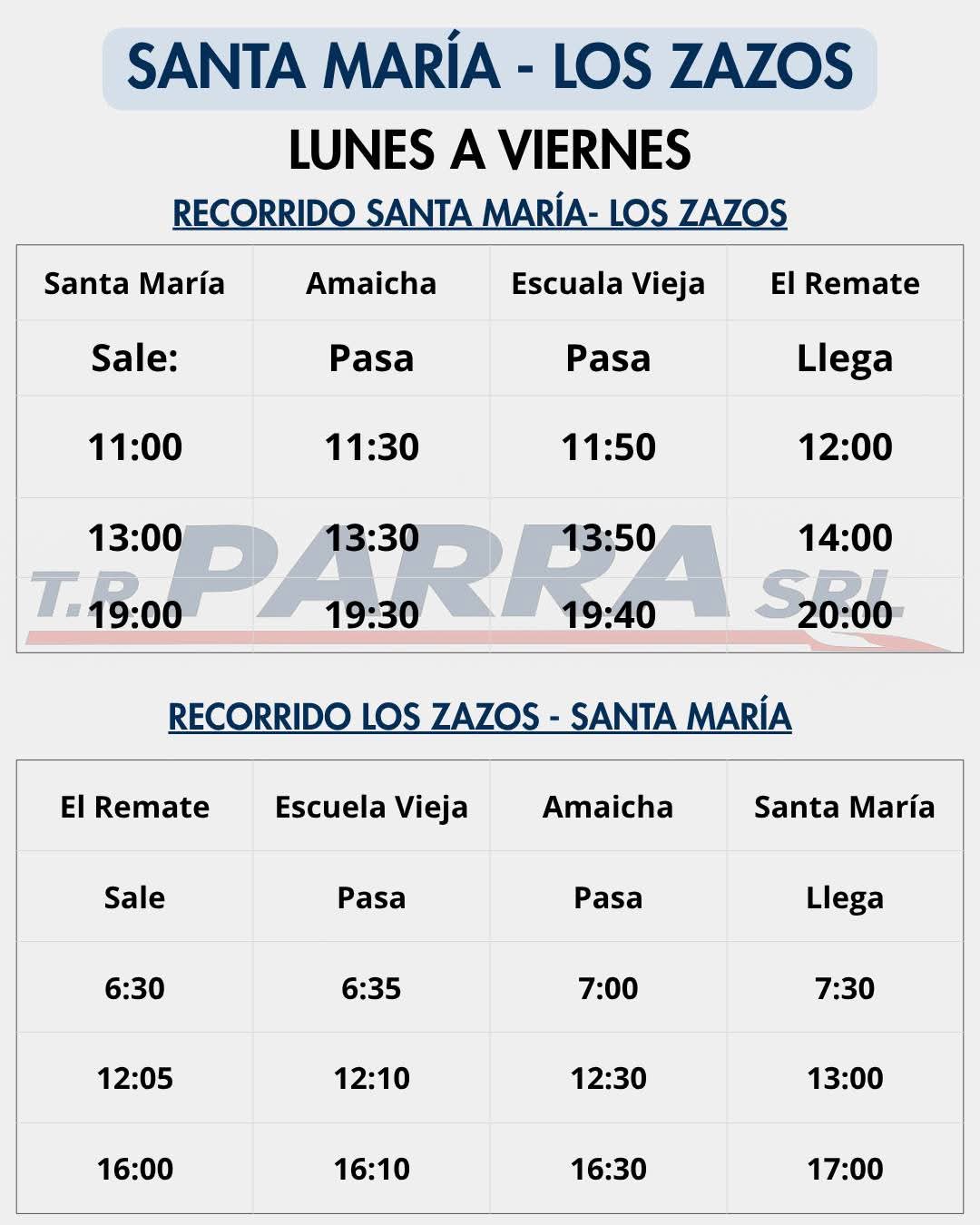 Horarios parra